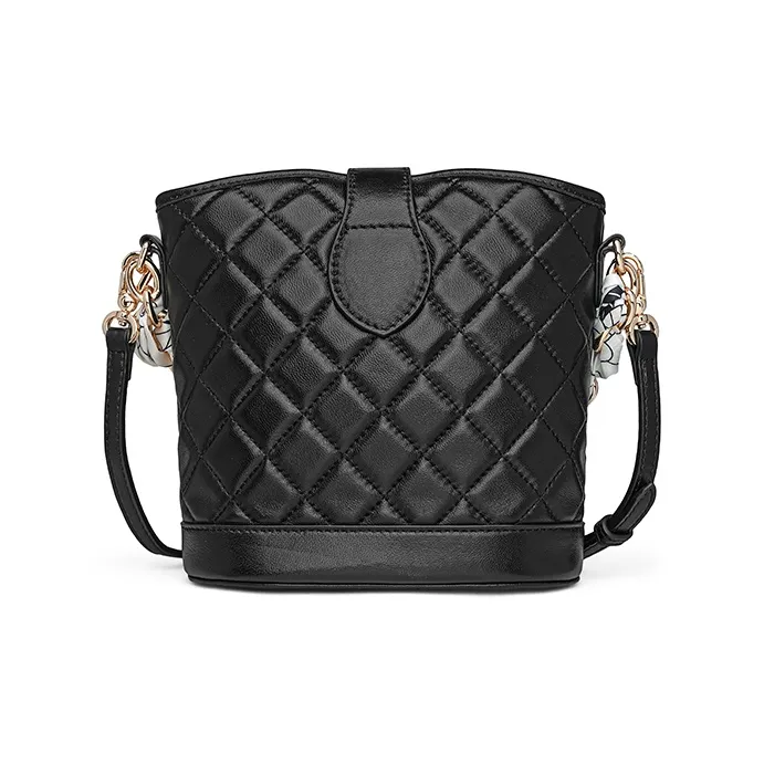Playboy Top Grain Cow Leather Handbag Medium Size Women's Black-4
