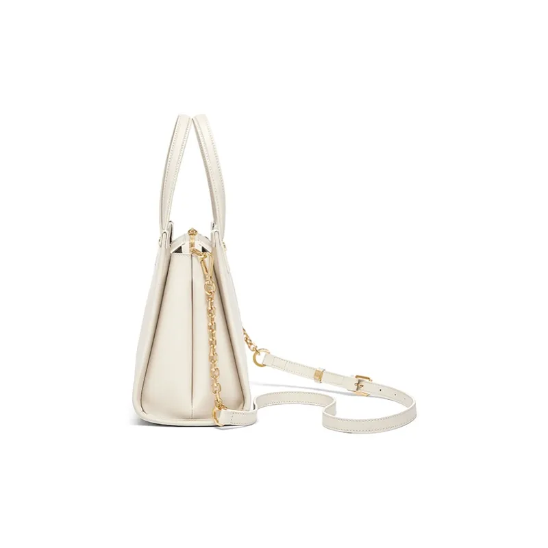 Gong Xuan Cow Leather One Shoulder Handbag Tubas Women's Blue And White Porcelain White-5