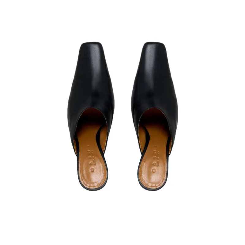 MARNI Square-toe Heeled Leather Mules-5