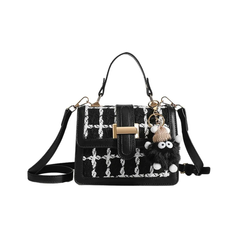JANE KLAIN Fabric+Synthetic Leather Handbag Shoulder Bag Crossbody Bag Regular Women's Black/White-1