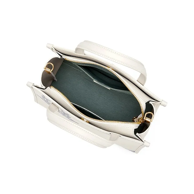 Gong Xuan Cow Leather One Shoulder Handbag Tubas Women's Blue And White Porcelain White-6