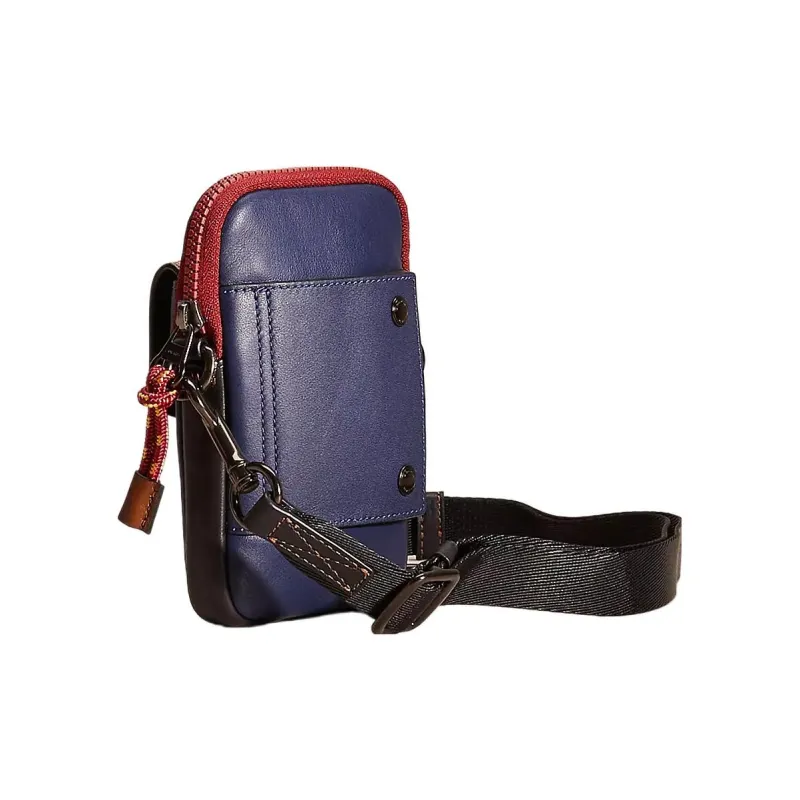COACH Pacer Coated Canvas With Leather Camera Bag One Shoulder Clutch Mini Women's Navy-1