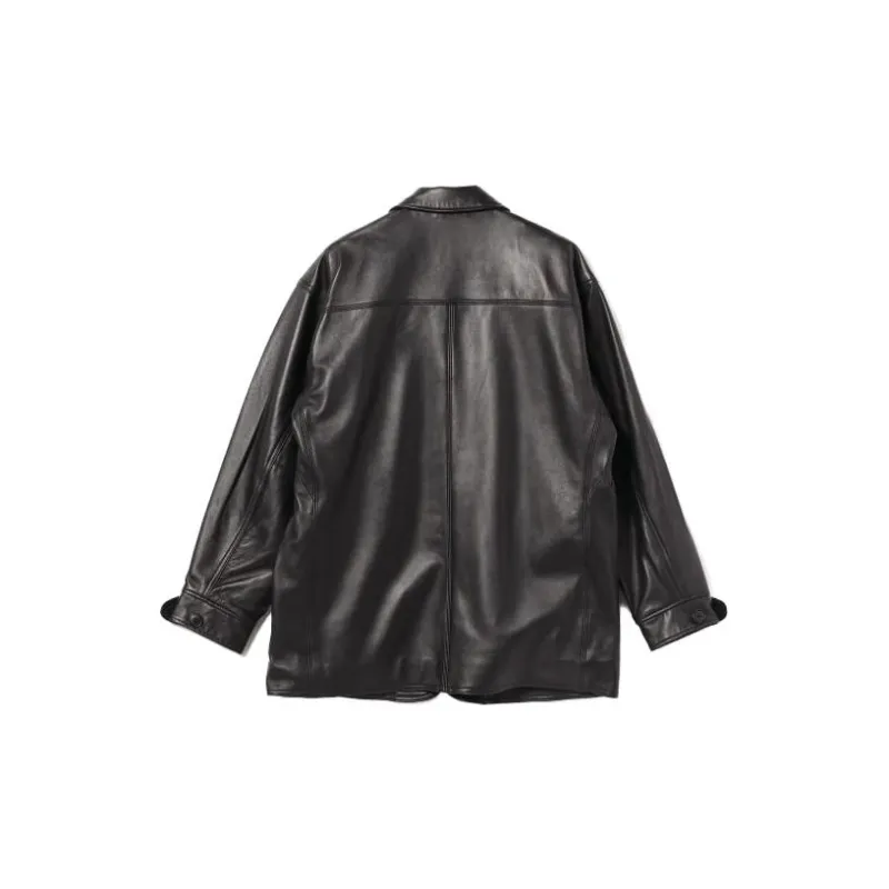 Beams Leather Jackets Men Black-1