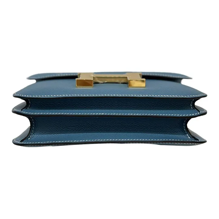 HERMES Constance Epsom Leather Crossbody Bag, Shoulder Bag Mini Women's Blue-4