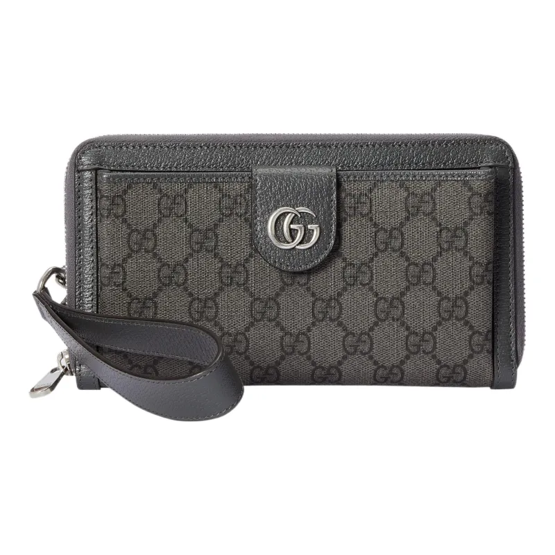 GUCCI Ophidia Canvas With Leather Binding Wallet Men's Gray & Black-0