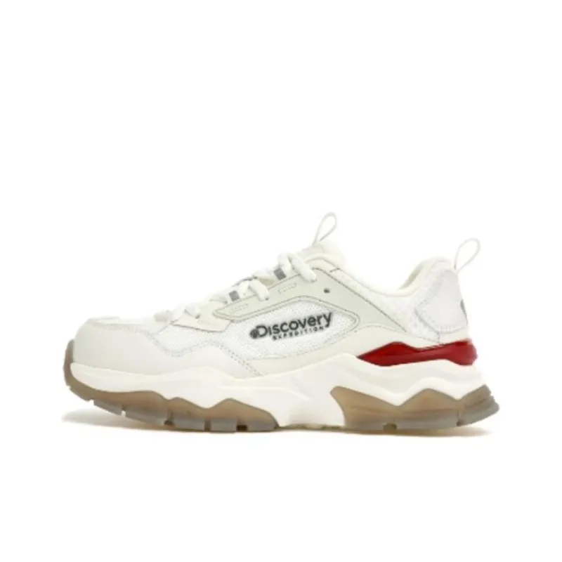 Discovery Expedition Cushioning Wear Resistant Low Top Chunky Sneakers Unisex Beige Red-0