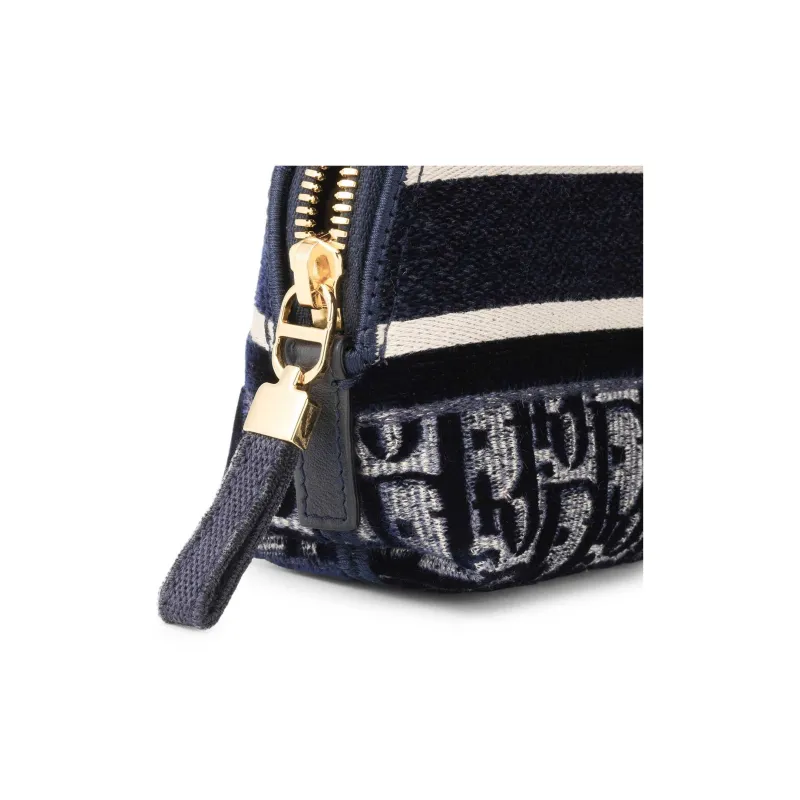 DIOR Velvet Oblique Surface Makeup Bag, Clutch Regular Women's Dark Blue-5
