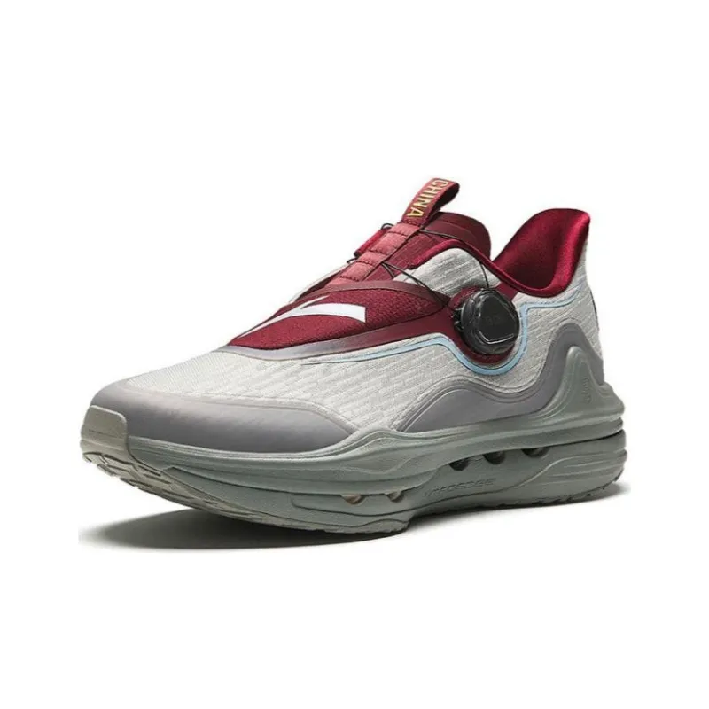 Anta Champion Series Durable Breathable Low-Top Running Shoes Men's Gray Red-2