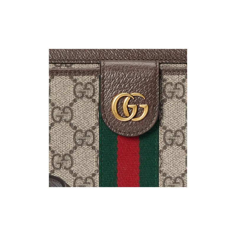GUCCI Ophidia Canvas With Leather Binding Wallet Men's Beige & Ebony-5