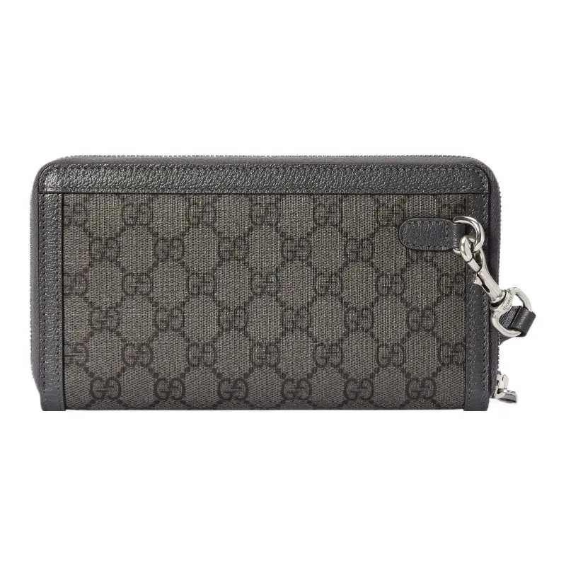 GUCCI Ophidia Canvas With Leather Binding Wallet Men's Gray & Black-4