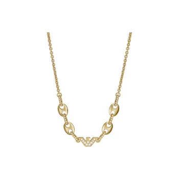 EMPORIO ARMANI Gold Tone Brass Station Necklace