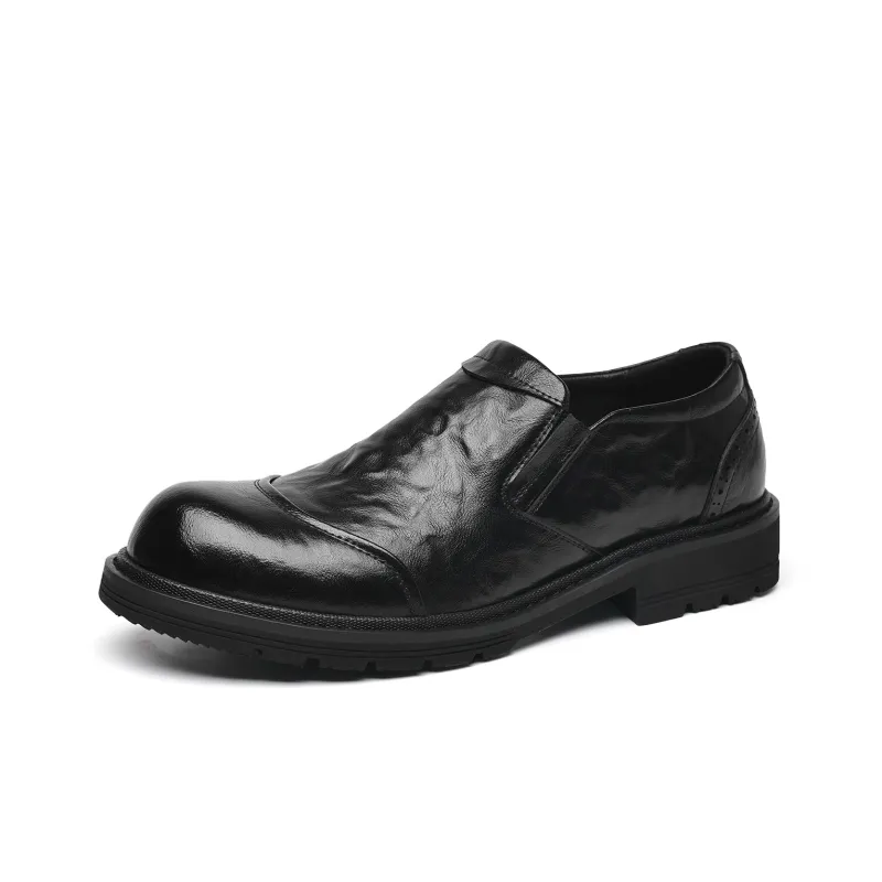 LUOGOKS Men's Casual Shoes Men Low Top Black/Brown-1