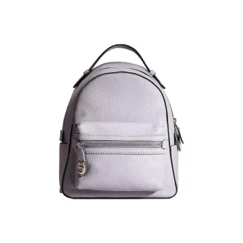 COACH Campus Polished Pebbled Leather Backpack Small Size Women's Silver Mist Multicolor
