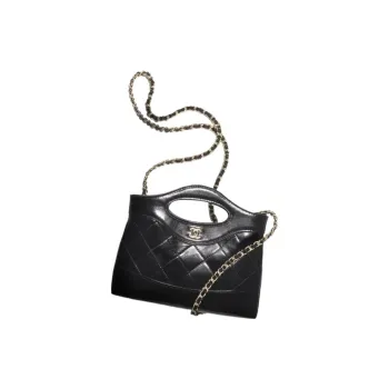 CHANEL Shiny Cow Leather Long Rectangular Handbag Shoulder Bag Crossbody Bag Mini Women's Black