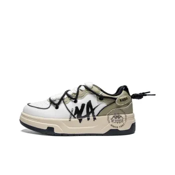Kappa Anti Slip Wear Resistant Low Top Skateboard Shoes Unisex Heron Feather White/Khaki