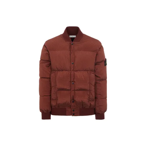 STONE ISLAND Tear-resistant Metal Nylon Series Down Jackets Men Brown