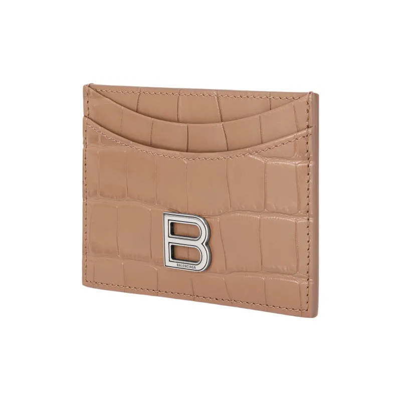 Balenciaga Hourglass Cow Leather Card Clip Card Holder Regular Women's Khaki-1