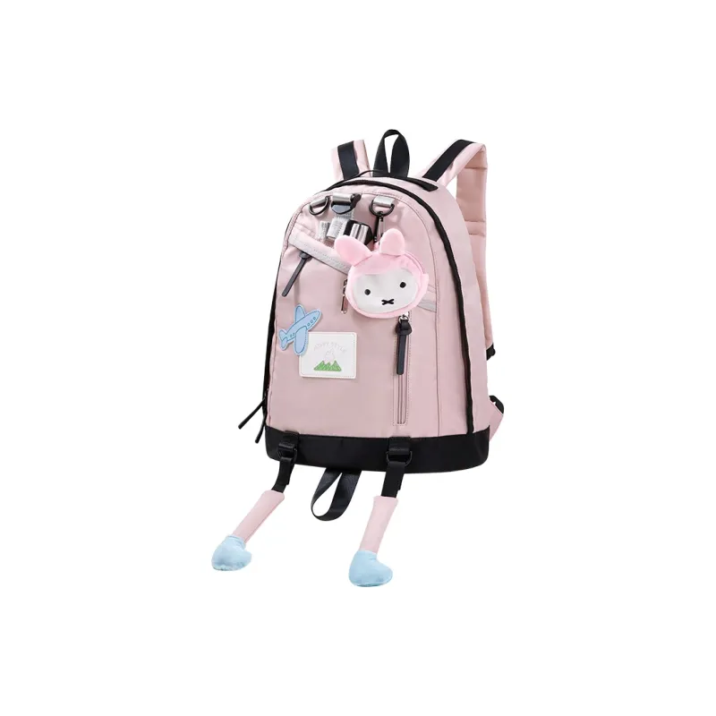 Miffy Nylon Fabric Backpack Large Size Women's Light Green/Pink-9