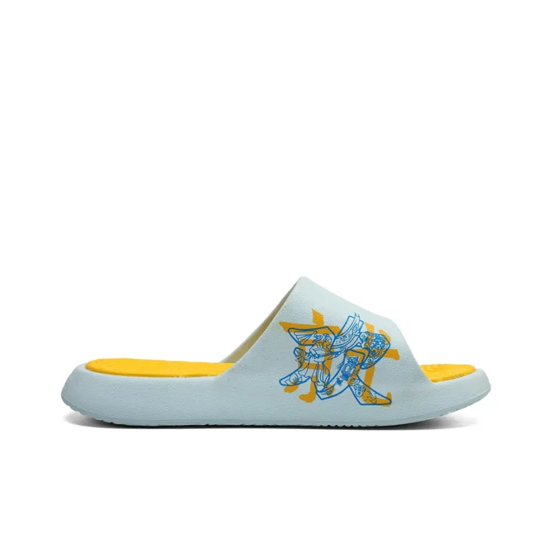 PEAK Tai Ji1.0 Slip Resistant Slide Slippers Men's Sky Blue Bright Yellow-2