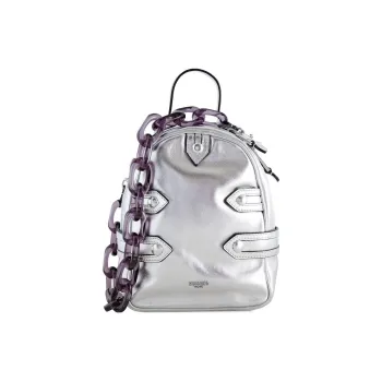 MOSCHINO Leather Backpack Regular Women's Silver