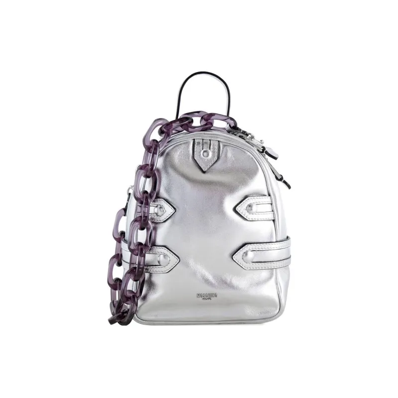 MOSCHINO Leather Backpack Regular Women's Silver-0