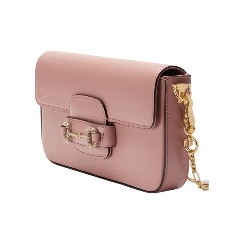 GUCCI Horsebit 1955 Leather Crossbody Bag, Shoulder Bag Mini Women's Light Pink-1
