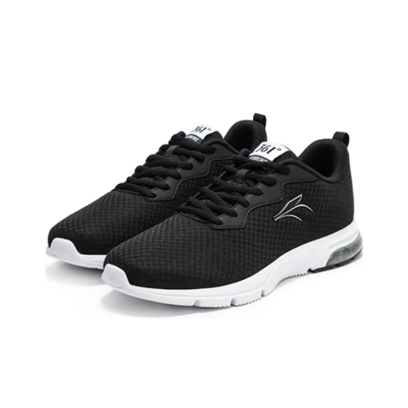 361° Durable Breathable Lightweight Low Top Running Shoes Men's Black White-2