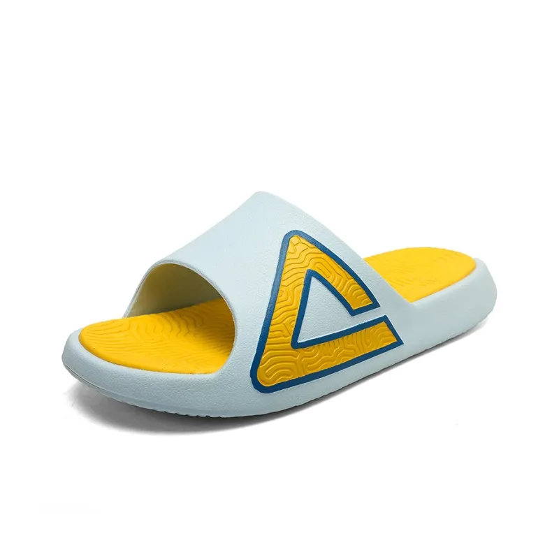 PEAK Tai Ji1.0 Slip Resistant Slide Slippers Men's Sky Blue Bright Yellow-1