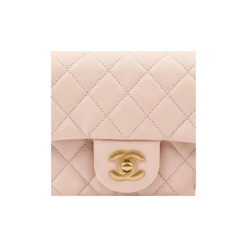 CHANEL Classic Flap CF Sheepskin Shoulder Bag, Crossbody Bag Women's Cherry Blossom Pink-2