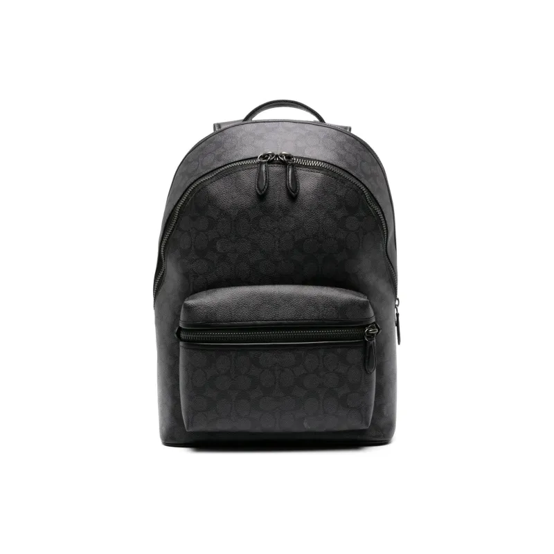 COACH Charter Artificial Leather Coated Canvas Backpack Men's Charcoal Gray-0