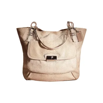 COACH Kristin Leather Tote Bag Shopping Bag Handbag Large Size Women's Taupe