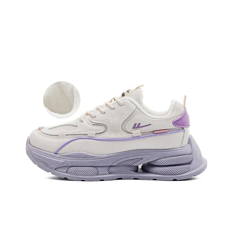 Warrior Low Top Chunky Sneakers Women's Light Beige Purple-0