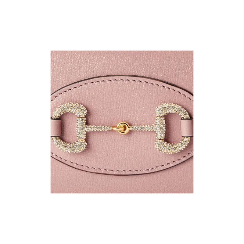 GUCCI Horsebit 1955 Leather Card Holder Wallet Women's Light Pink-6