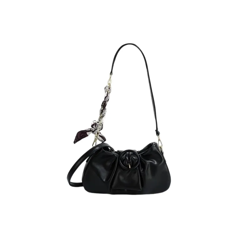 MARKANGARO Pu Cloud Bag, Portable Crossbody Bag, Shoulder Bag Regular Women's Ecru/Black-8