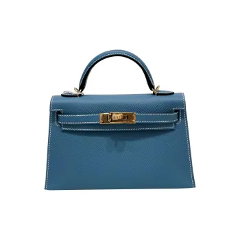 HERMES Mini Kelly Generation 1 Epsom Leather Kelly Bag Handbags Mini Women's Blue
