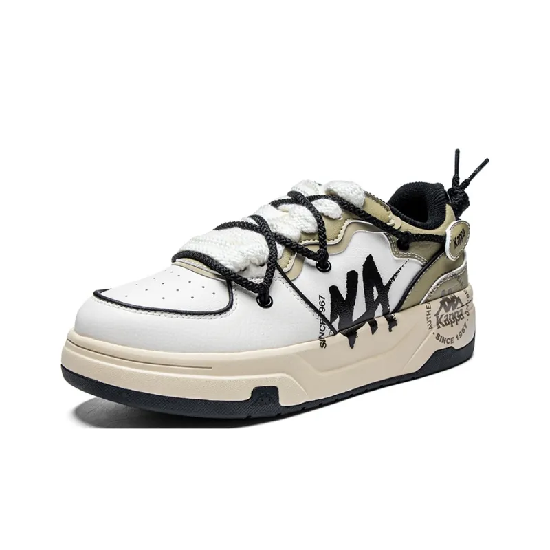 Kappa Anti Slip Wear Resistant Low Top Skateboard Shoes Unisex Heron Feather White/Khaki-2