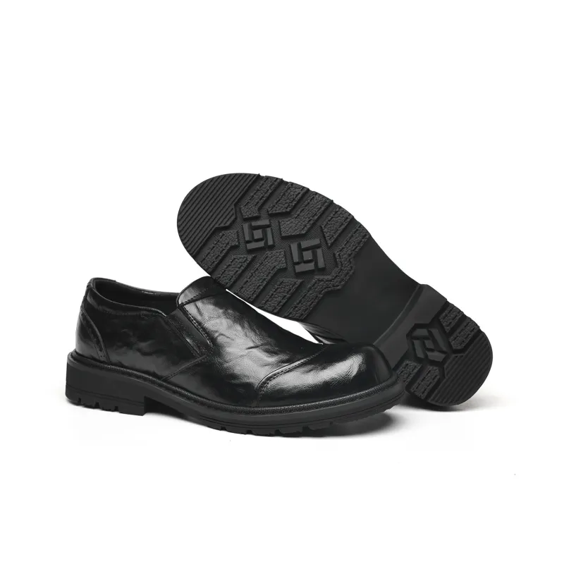 LUOGOKS Men's Casual Shoes Men Low Top Black/Brown-3
