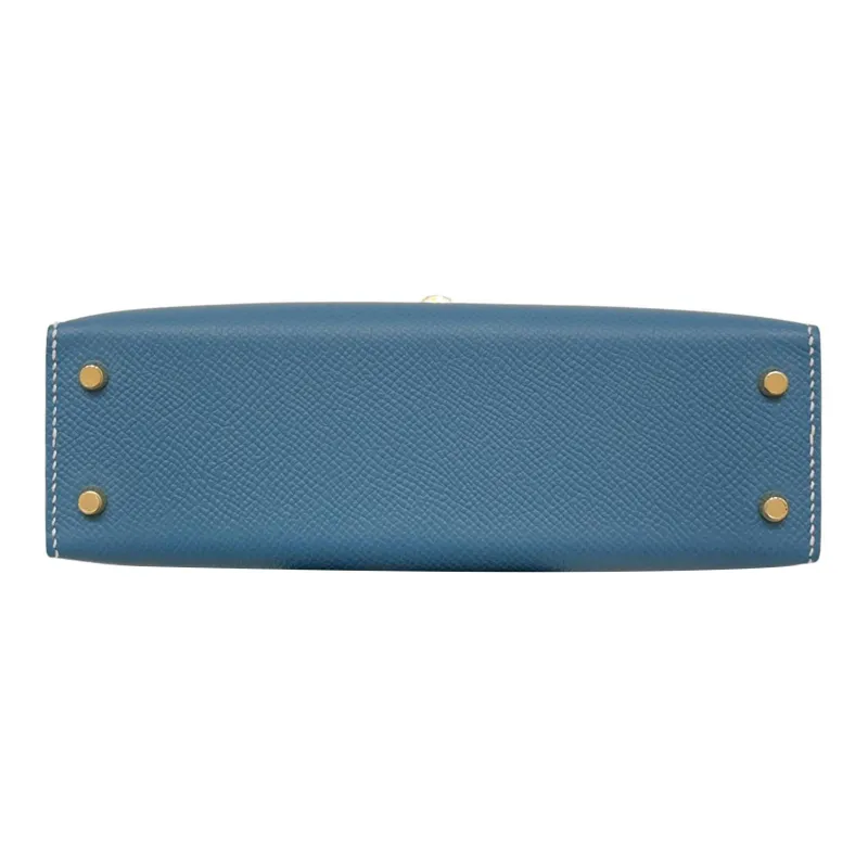 HERMES Mini Kelly 2nd Generation Epsom Leather Kelly Bag Handbag Mini Women's Blue-2