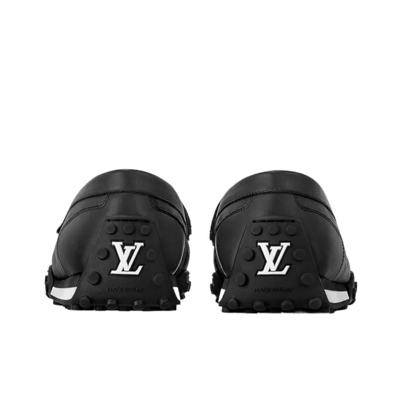 LOUIS VUITTON Racer Gommino Loafers Men's Black-4