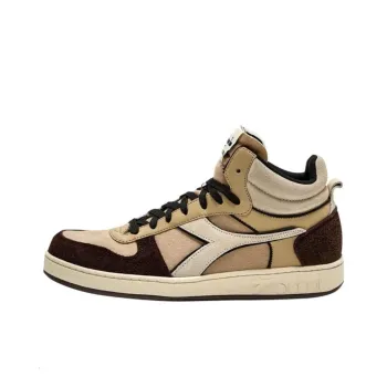 Diadora Magic Basket Anti Slip Wear Resistant Mid Top Skateboard Shoes Men's Beige Brown