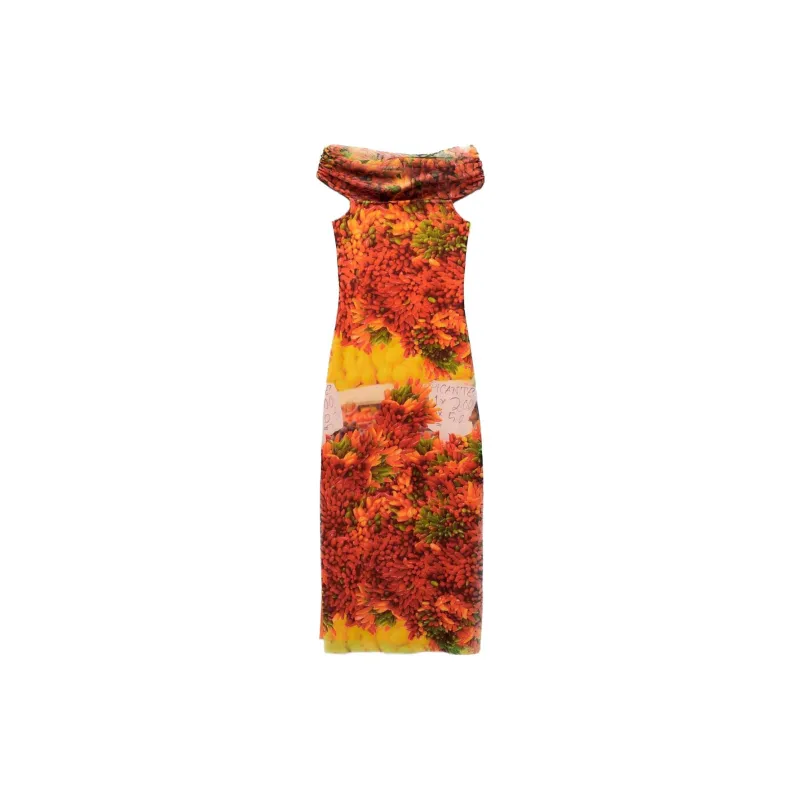 ZARA Short-Sleeved Dresses Women's Red-1