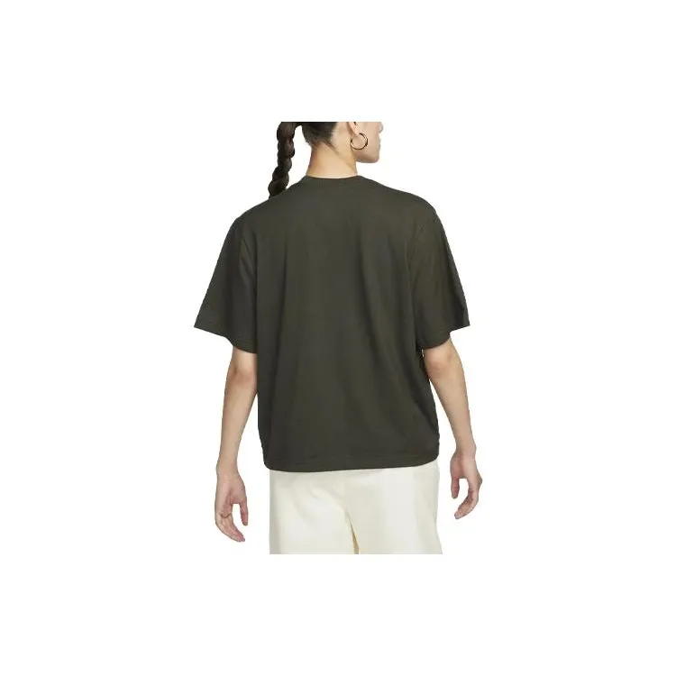 Nike Drop Shoulder Sleeve T-Shirt Women's Olive Green-1