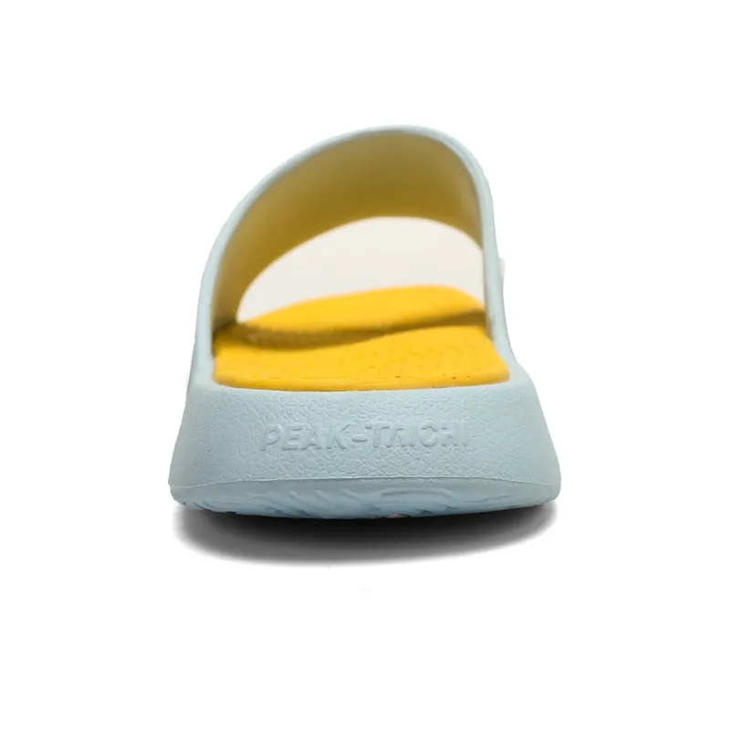 PEAK Tai Ji1.0 Slip Resistant Slide Slippers Men's Sky Blue Bright Yellow-4