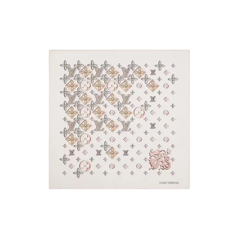 LOUIS VUITTON Silk Scarves Unisex Ecru-0