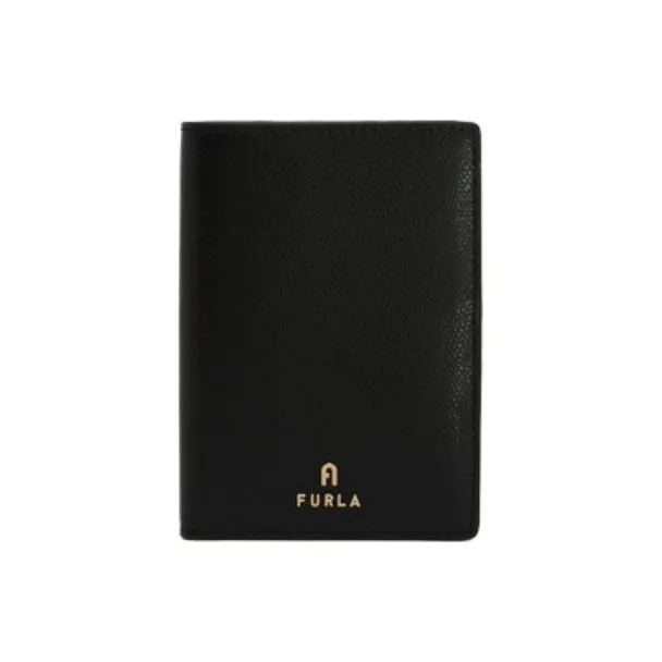 Furla Textured Leather Passport Clip Women's Black-0