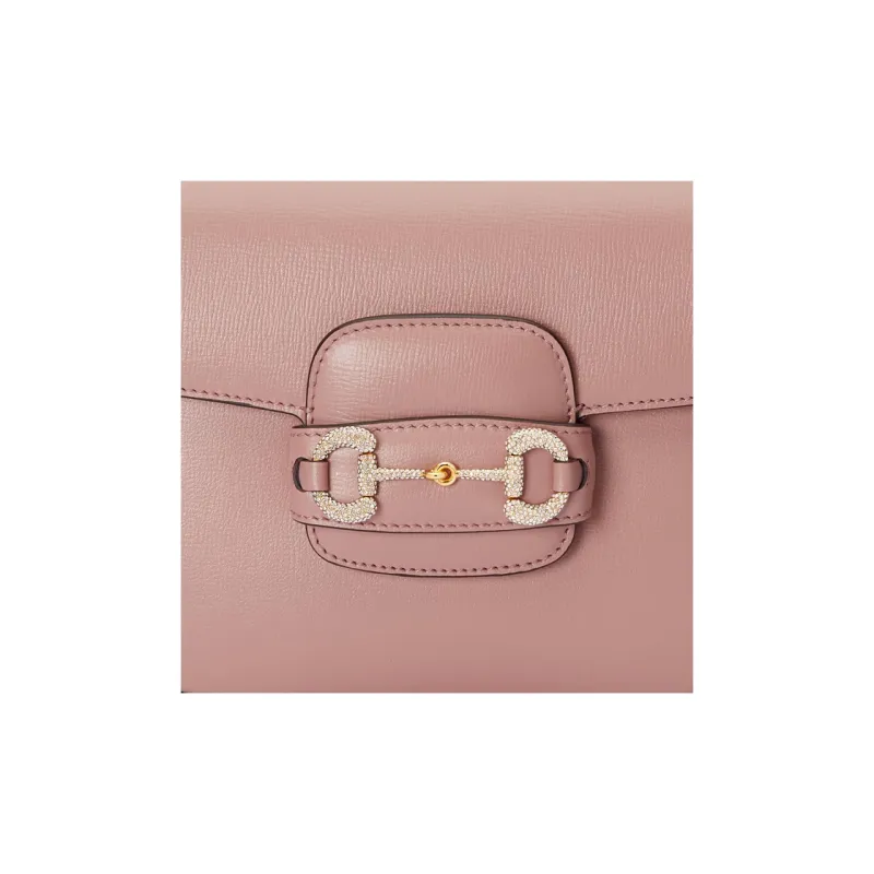 GUCCI Horsebit 1955 Leather Shoulder Bag Mini Women's Pink-7
