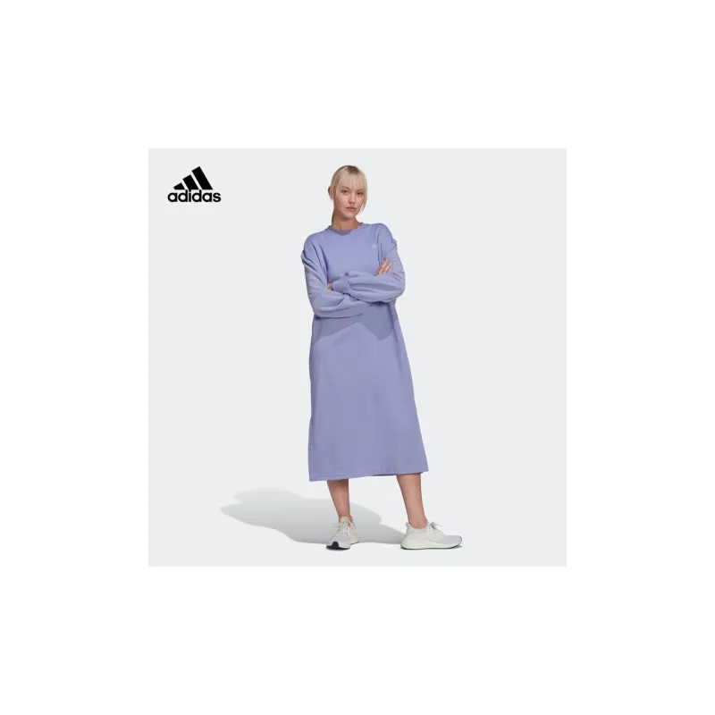 adidas Women's Fleece Crewneck Dress Light Purple-1