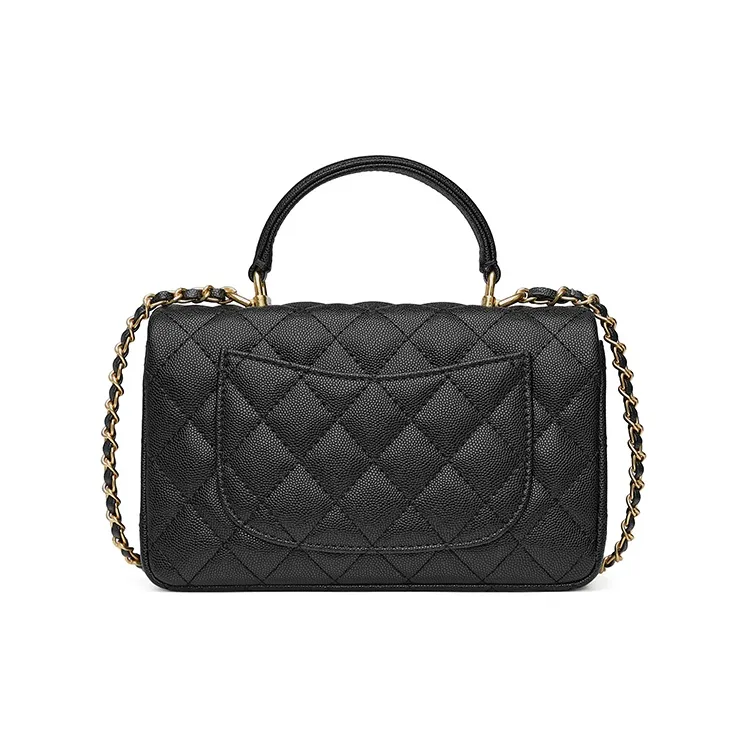 Playboy Top Grain Cow Leather Shoulder Bag, Handbag Medium Size Women's Black/Pink-2
