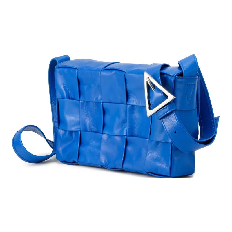 Bottega Veneta CASSETTE Cow Leather Tofu Bag Shoulder Bag Crossbody Bag Medium Size Men's Diamond Blue-1