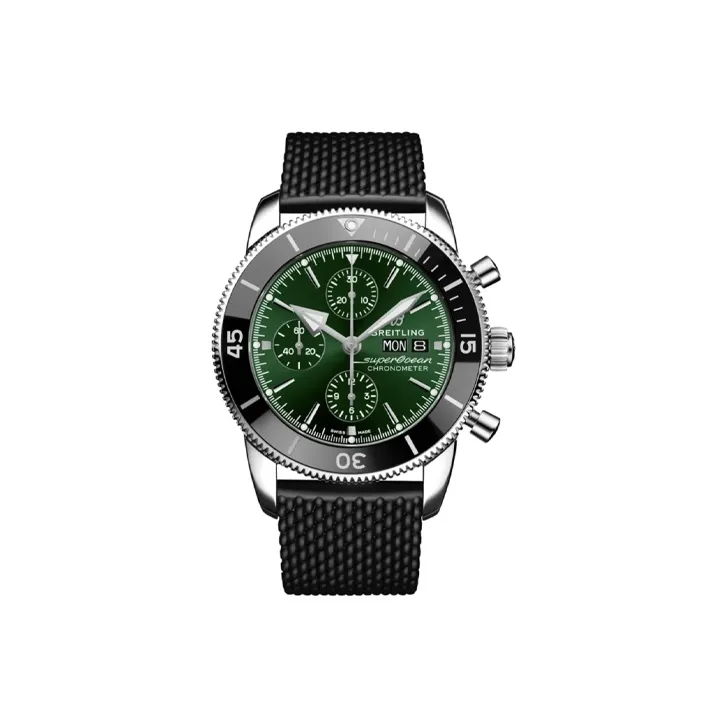 BREITLING Automatic Mechanical Movement Men's Watches Watch 44mm Green Dial Stainless Steel Case Rubber Strap-0